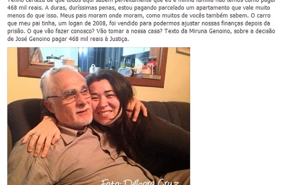 Desabafo da filha de Genoino!