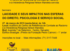 Centro Nelson Mandela inscreve para seminário sobre laicidade