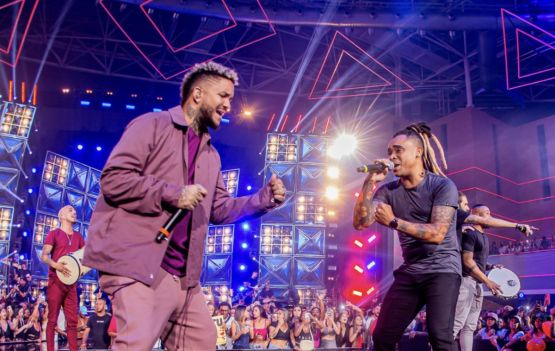 Suel e Beg no palco da gravação do DVD Degrauzinho por Degrauzinho  Foto: Francisco Dumont 