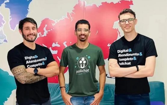 Alberto Filho, CEO, Saulo Daniel, CTO, e Gabriel Henrique, CIO da Poli Divulgação